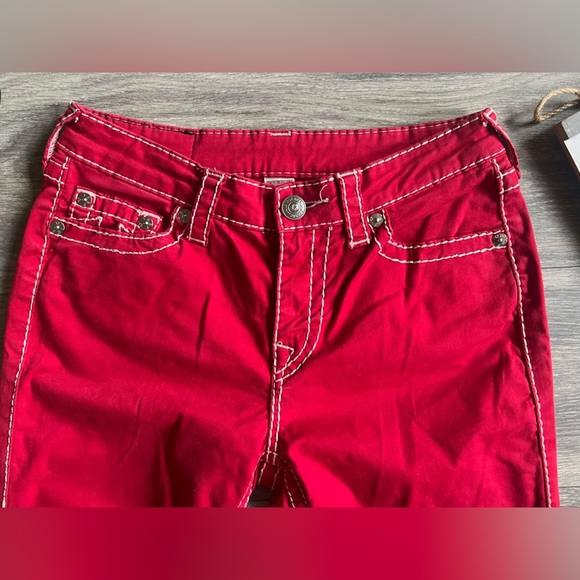 True religion Jennie skinny jeans in red with white stitching. Size 29 - Picture 6 of 15